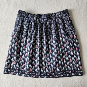 Promod Sail Boat Skirt Womens Medium Boating Yacht Ocean Pleated Skater Casual